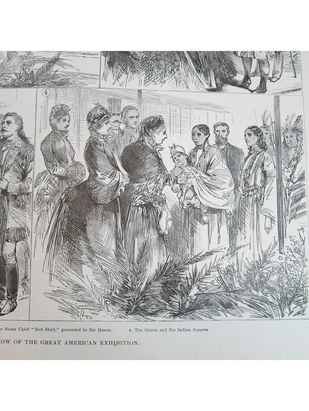Antique 1887 Print Queen Wild West Show Great American Exhibition Indian Chief